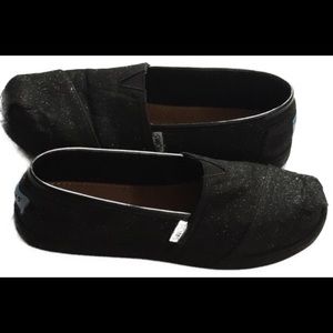 Toms black sparkle glitter kids shoes Sz 4.5